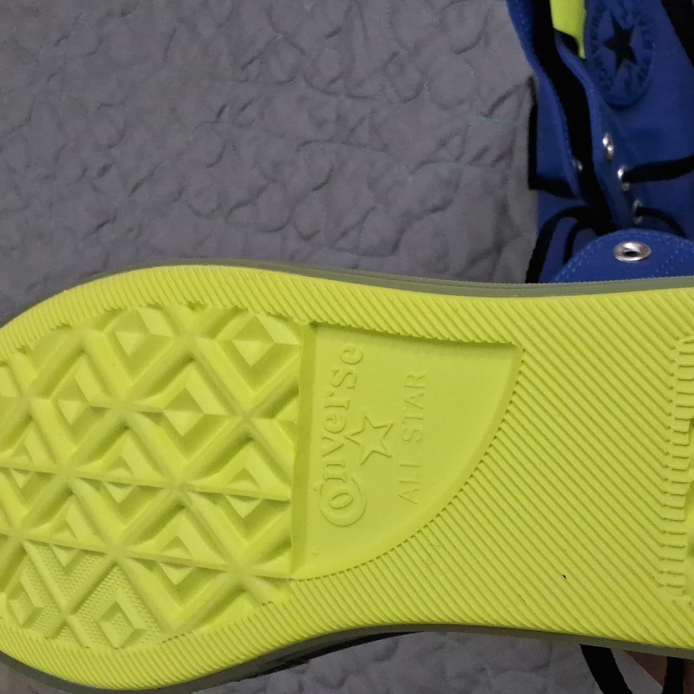 Converse Blue and Neon High-Top Sneakers - Picture 8 of 9